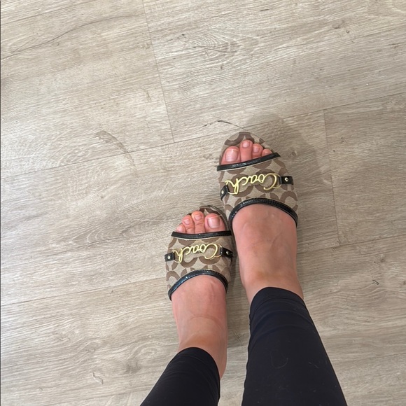 Coach Tan Sandals with Comfortable Footbed - Picture 1 of 8